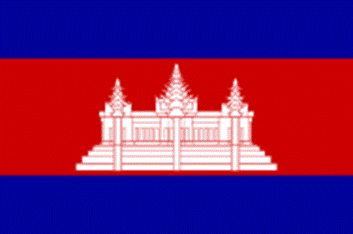 La bandiera della Cambogia ha una rappresentazione stilizzata di Angkor Wat.