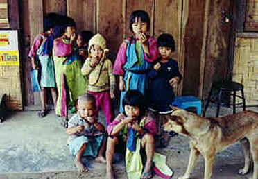 Lisu Children, Lisu Village in Chiang Mai Province, Northern Thailand.