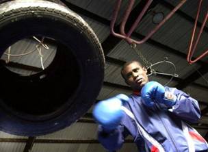 Cuban boxer Mario Kindelan is seen training in this Feb. 2004 photo in Havana, Cuba. Kindelan has been declared sportsman of the year in Cuba this Th