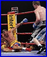 Carlos Maussa is knocked down by Ricky Hatton